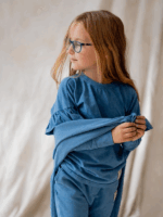 Longsleeve z falbanką Vintage Baby Blue NUNU - obrazek 2