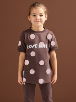 T-shirt w grochy brązowy LOOSE BLUZZ