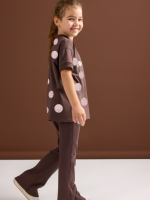 T-shirt w grochy brązowy LOOSE BLUZZ - obrazek 2