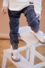 NUNU Spodnie dla chłopca  Dekatyzowane zakładka Washed Navy BLUE - obrazek 4