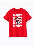 ALL FOR KIDS T-shirt Czerwony z nadrukiem zabawnej Małpki