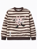 LOOSE BLUZZ. Bluza bez kaptura dla chłopca w brązowe paski DROP 1 SS26