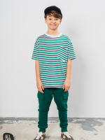 ALL FOR KIDS T-shirt chłopięcy w zielone Paski SS26 - obrazek 3