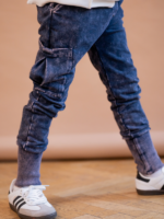 NUNU Spodnie dla chłopca Dekatyzowane Bojówki Washed Navy BLUE