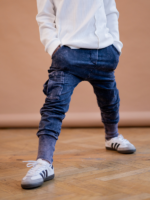 NUNU Spodnie dla chłopca Dekatyzowane Bojówki Washed Navy BLUE - obrazek 3