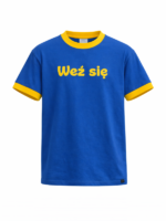 ALL FOR KIDS  Chabrowy T-shirt dla chłopca  z nadrukiem " Weź się"