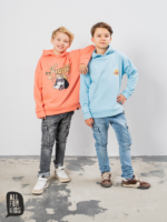 ALL FOR KIDS Spodnie z dzianiny jeansowej w kolorze niebieskim - obrazek 3