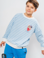 ALL FOR KIDS Bluza WHISKERS w paski błękitno-śmietankowe - obrazek 4