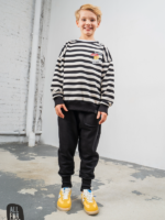 ALL FOR KIDS Bluza Chłopięca bez kaptura STOP w paski czarno-śmietankowe - obrazek 4