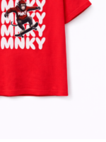 ALL FOR KIDS T-shirt Czerwony z nadrukiem zabawnej Małpki - obrazek 3