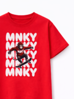 ALL FOR KIDS T-shirt Czerwony z nadrukiem zabawnej Małpki - obrazek 4