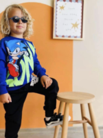Dres chłopięcy z motywem SONIC z bluza niebieską bez kaptura - obrazek 4