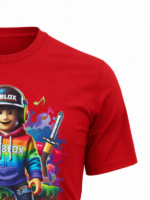 Biały T-shirt dla chłopca z motywem ROBLOX z kolorową grafiką - obrazek 3