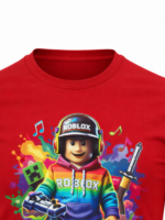 Biały T-shirt dla chłopca z motywem ROBLOX z kolorową grafiką - obrazek 4