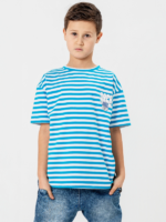 ALL FOR KIDS  T-shirt chłopięcy w biało niebieskie paski. - obrazek 4