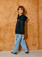 Bluza Rozpinana Chłopięca asymetryczna Czarna MASHMNIE | Drop SHADOW WOLF
