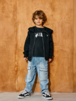 Bluza Rozpinana Chłopięca asymetryczna Czarna MASHMNIE | Drop SHADOW WOLF - obrazek 4