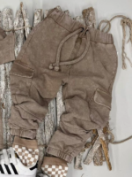 Beżowe spodnie typu cargo acid washed DESPACITO - obrazek 3